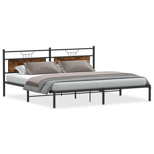 vidaXL Cadre de lit sans matelas chêne fumé 193x201 cm bois ingénierie