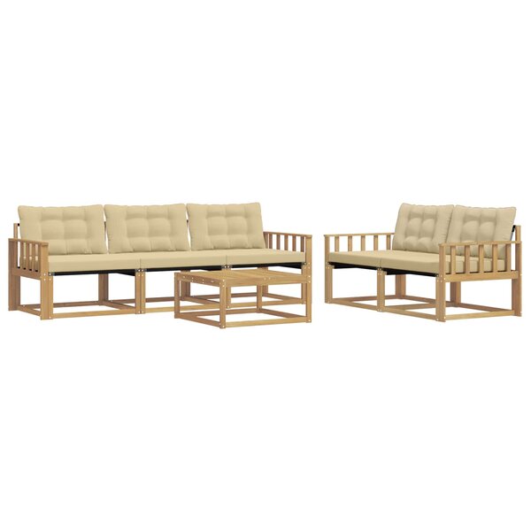 vidaXL Ensemble de canapés d'extérieur 6 pc Blanc et Beige