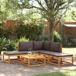 vidaXL Salon de jardin avec coussins 6 Pièces bois d'acacia solide