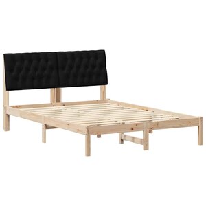 vidaXL Cadre de lit avec tête de lit rembourrée Marron 135 x 190 cm