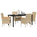 vidaXL Ensemble de salle à manger de jardin 5 pièces avec coussins en rotin poly beige