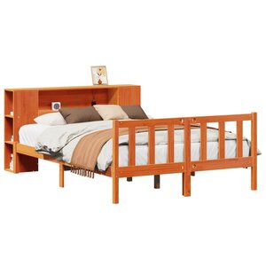 vidaXL Lit bibliothèque sans matelas cire marron 150x200 cm pin massif