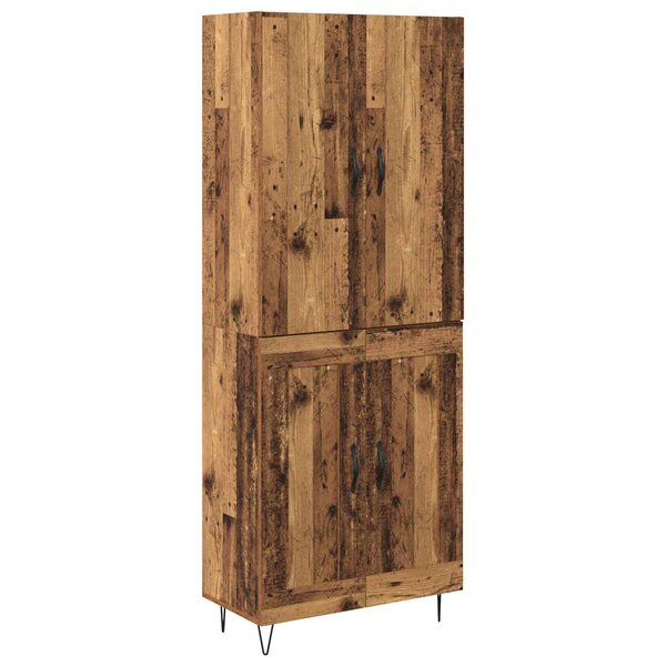 vidaXL Haut Armoire 2 Pièces Bois ancien Bois d'ingénierie et verre