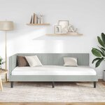 vidaXL Cadre de lit d'angle Gris clair 90 cm x 190 cm Velours