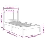 vidaXL Cadre de lit bois de pin massif 75x190 cm petit simple