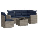vidaXL Salon de jardin 6 Pièces avec coussins gris résine tressée
