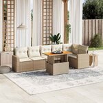 vidaXL Salon de jardin avec coussins 7 Pièces beige résine tressée