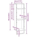 vidaXL Étagère Murale avec étagère Chêne artisanal 30 x 25 x 100 cm