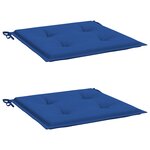 vidaXL Coussins de chaise de jardin lot de 2 bleu royal 50x50x4 cm