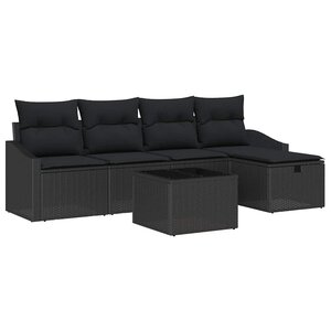 vidaXL Ensemble de canapé de jardin 6 Pièces Noir 55 x 55 x 37 cm