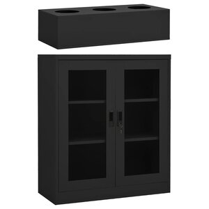 vidaXL Armoire de bureau et jardinière Anthracite 90x40x128 cm Acier