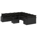 vidaXL Salon de jardin 11 Pièces avec coussins noir résine tressée