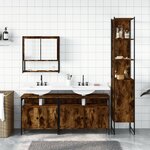vidaXL Ensemble de meubles de salle de bain 4 Pièces Chêne fumé Bois