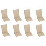 vidaXL Chaises inclinables de jardin et coussins lot de 8 Teck solide