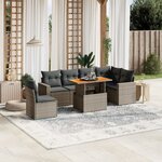 vidaXL Salon de jardin avec coussins 7 Pièces gris résine tressée