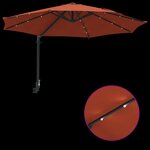 vidaXL Parasol mural avec LEDs Terre cuite 248 cm