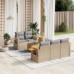 vidaXL Salon de jardin avec coussins 6 Pièces beige résine tressée