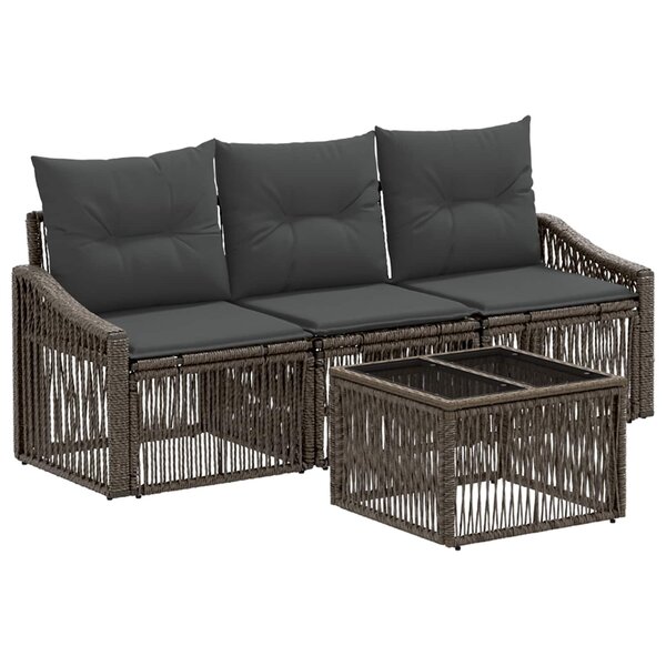 vidaXL Ensemble de canapé de jardin 4 Pièces Gris polyrotin