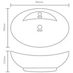 vidaXL Lavabo ovale à trop-plein Vert foncé mat 58 5x39 cm Céramique