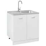 vidaXL Jeu d'évier de cuisine et égouttoir argenté 800x600x155 mm inox