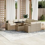 vidaXL Salon de jardin avec coussins 9 Pièces beige résine tressée