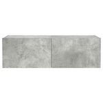 vidaXL Meuble TV mural avec lumières LED gris béton 100x35x31 cm