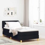 Lit à ressort box avec matelas en noir  90x190 cm  tissu
