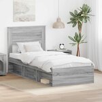 vidaXL Cadre de lit Gris Sonoma 75 x 190 cm Pin massif