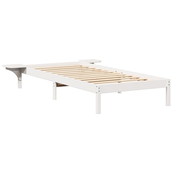 vidaXL Cadre de lit avec tables de chevet Blanc Blanc