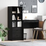 vidaXL Bureau avec rangement chêne noir bois d'ingénierie