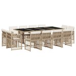 vidaXL Ensemble à manger de jardin et coussins 13 Pièces beige