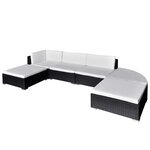 vidaXL Salon de jardin 6 Pièces avec coussins résine tressée noir