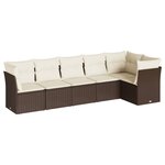 vidaXL Salon de jardin avec coussins 6 Pièces marron résine tressée