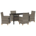 vidaXL Ensemble de 5 chaises de jardin avec coussins gris en rattan poly