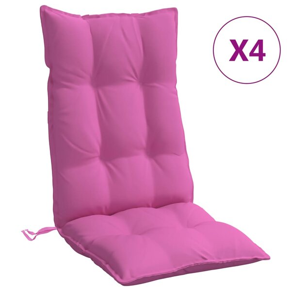 vidaXL Coussins de chaise à dossier haut lot de 4 rose tissu oxford