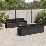 vidaXL Salon de jardin 9 Pièces avec coussins noir résine tressée