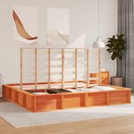 vidaXL Cadre de lit avec rangement à soulever  marron ciré  180 x 200 cm  en bois de pin massif