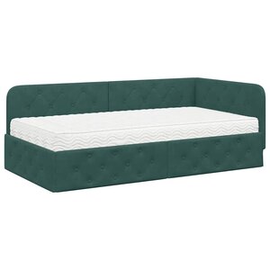 vidaXL Cadre de lit d'angle Vert foncé 100 x 200 cm Velours