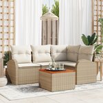 vidaXL Ensemble de Canapés de Jardin de 5 pièces avec coussins beige en Poly Rattan Acacia