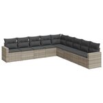 vidaXL Salon de jardin 9 Pièces avec coussins gris clair résine tressée
