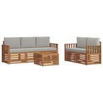vidaXL Ensemble de canapés d'extérieur 6 pc Naturel et gris clair