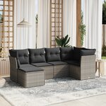 vidaXL Salon de jardin 6 Pièces avec coussins gris résine tressée