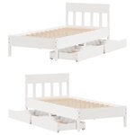 vidaXL Cadre de lit sans matelas blanc 90x190 cm bois de pin massif