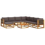 vidaXL Salon de jardin avec coussins 9 Pièces bois massif d'acacia