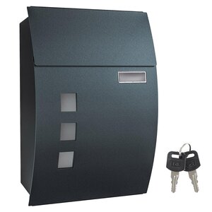 Boîte aux lettres murale avec fenêtres de visualisation emplacement pour nom 2 clés facile à installer gris anthracite 12_0001643