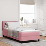 Lit Box Spring avec Matelas Rose 80x200 cm en Velours
