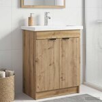 vidaXL Armoire sous évier de salle de bain Chêne artisanal