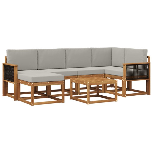vidaXL Ensemble de canapés d'extérieur 7 pc Naturel et gris clair