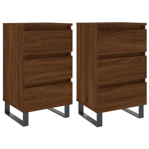 vidaXL Tables de chevet 2 Pièces chêne marron 40x35x69 cm bois ingénierie