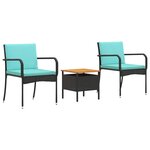vidaXL Ensemble de jardin Noir polyrotin